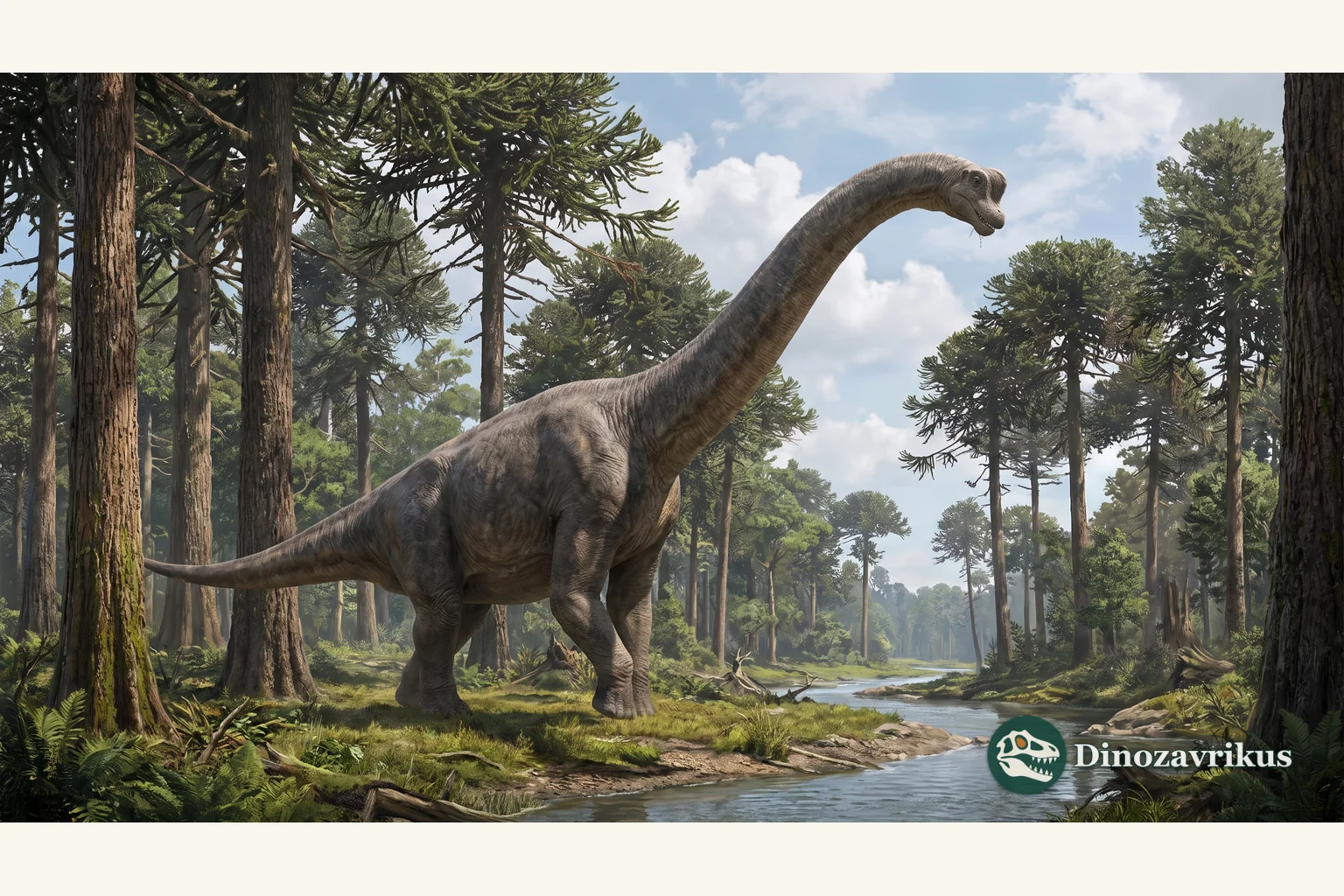 Reconstruction of Brachiosaurus with high shoulders and long neck