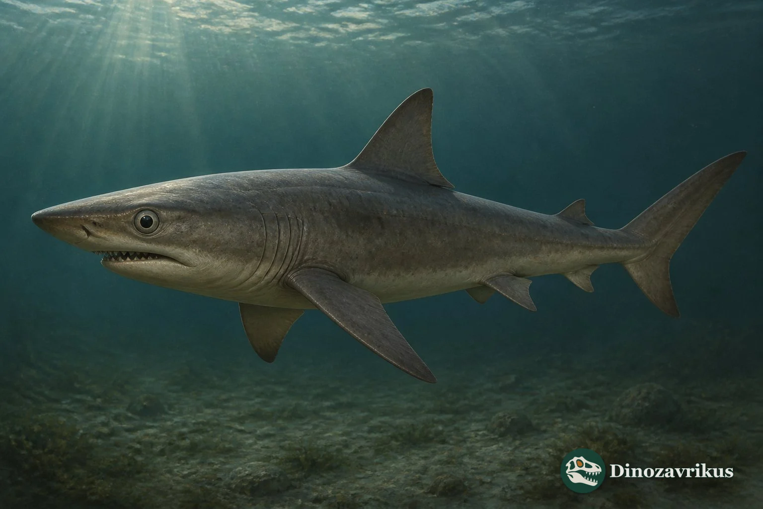 Brachycarcharias lerichei, an Eocene sand tiger shark reconstructed in a coastal sea