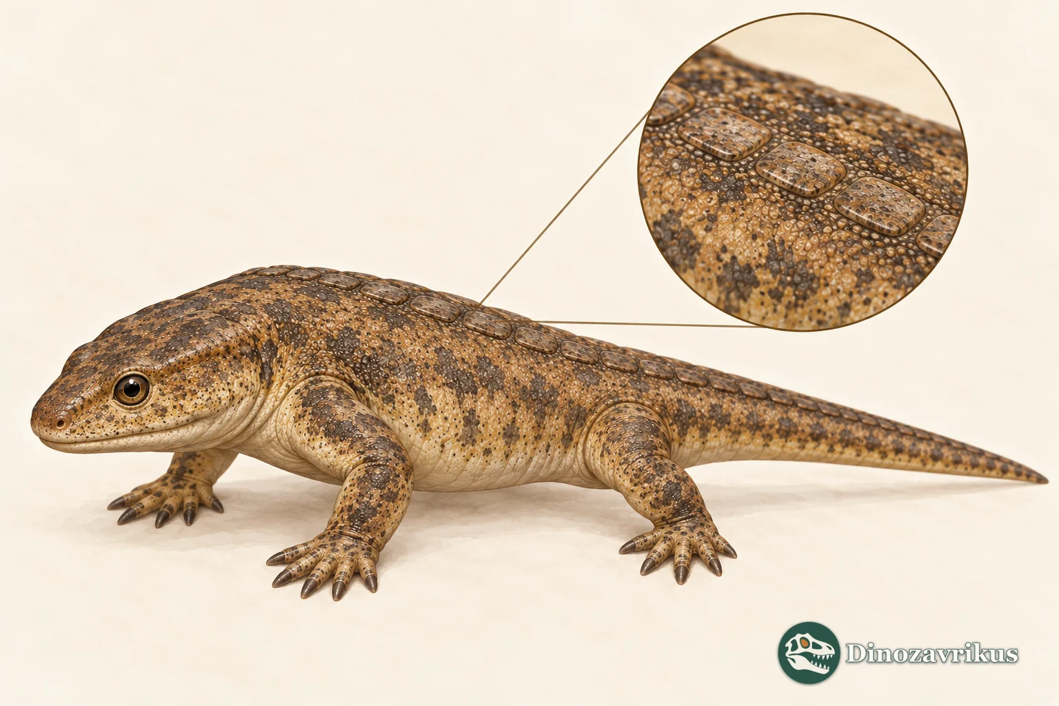 Interpretive Broiliellus reconstruction with an inset view of low dorsal osteoderms