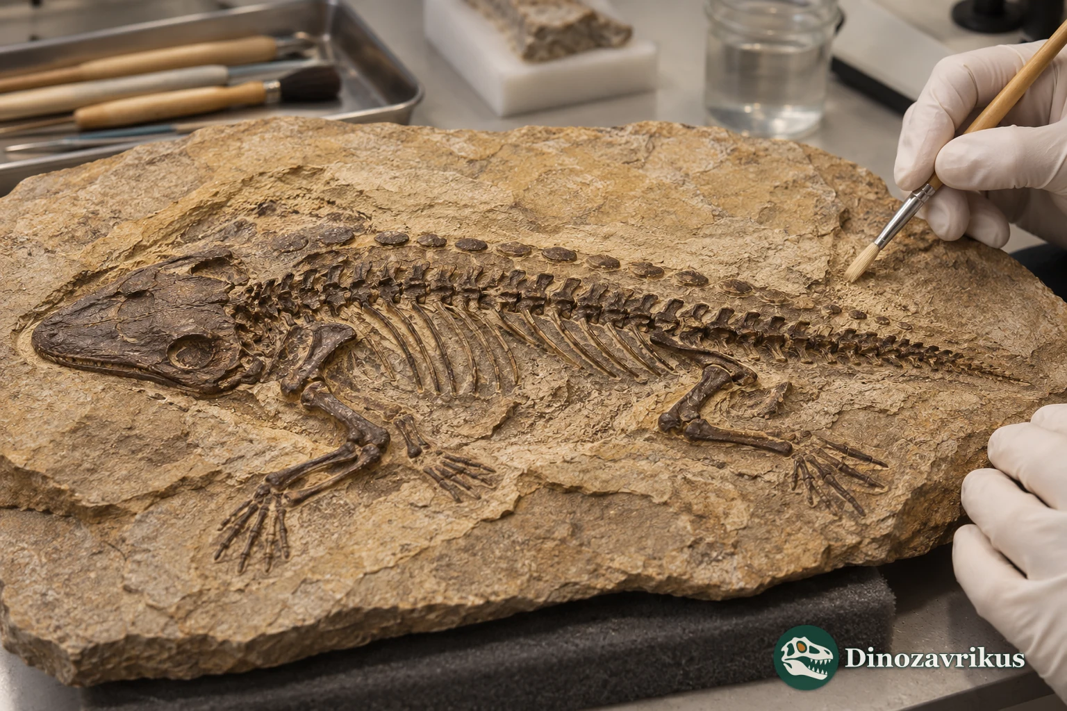 Illustrative laboratory preparation of a partial Broiliellus skeleton