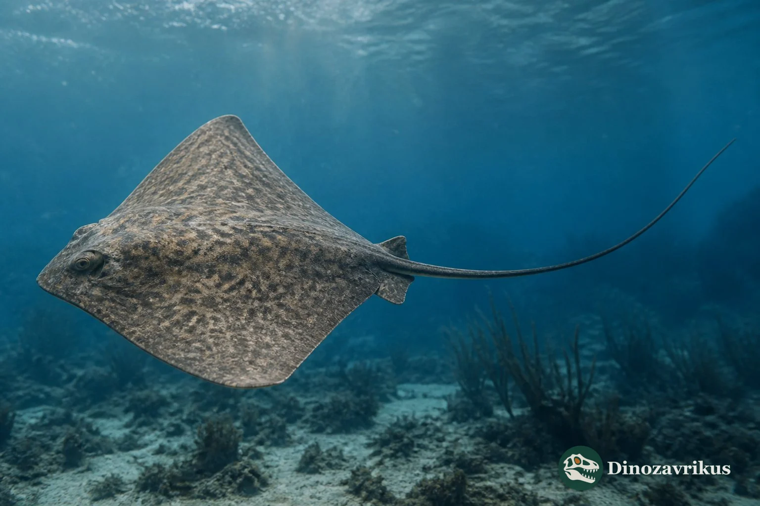 Burnhamia daviesi, an Eocene ray swimming over the London Clay seafloor