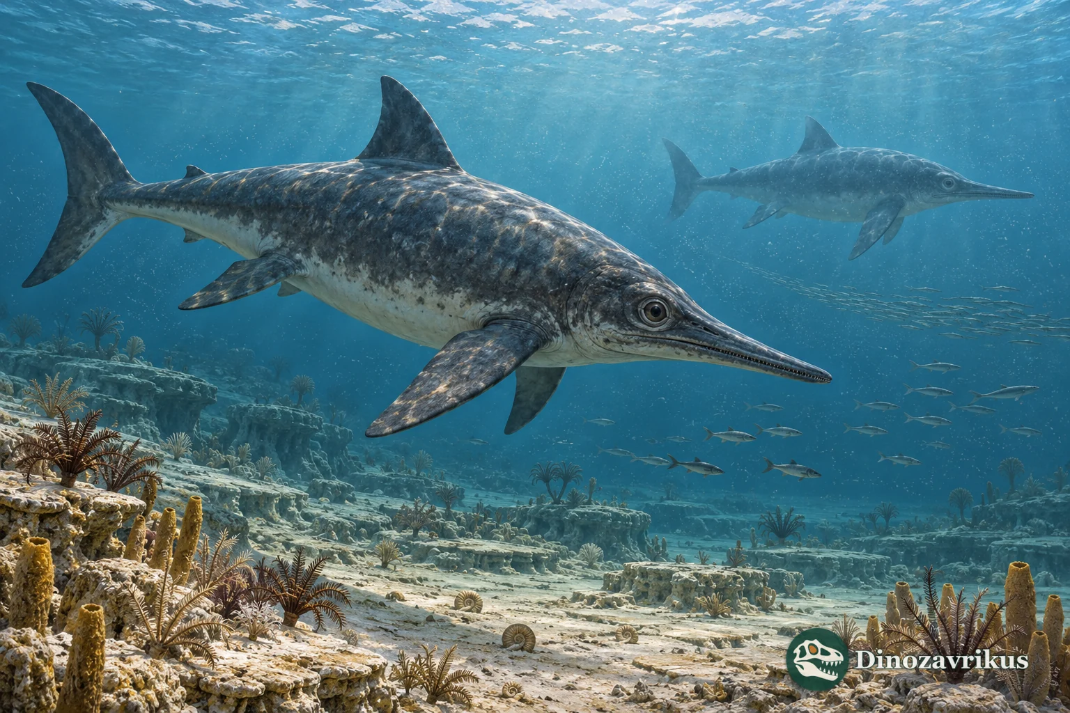 Illustrated Late Triassic marine environment