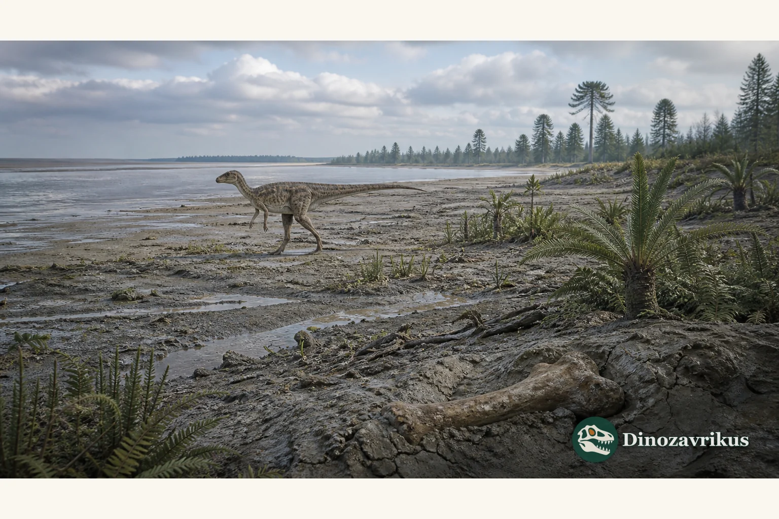 Illustrative reconstruction of a small ornithopod on a Middle Jurassic coastal plain in England