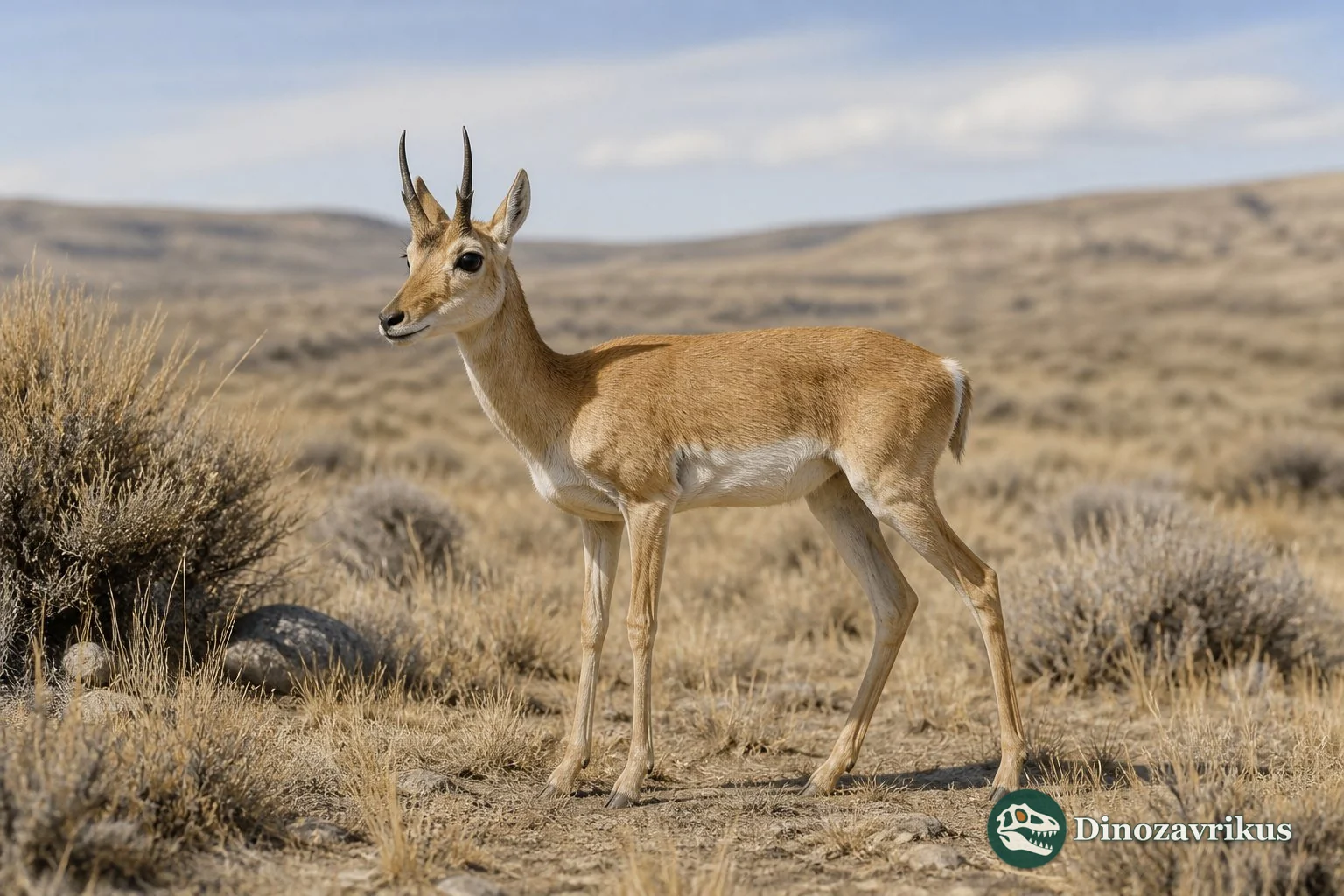 Capromeryx reconstructed in open scrub of Pleistocene North America
