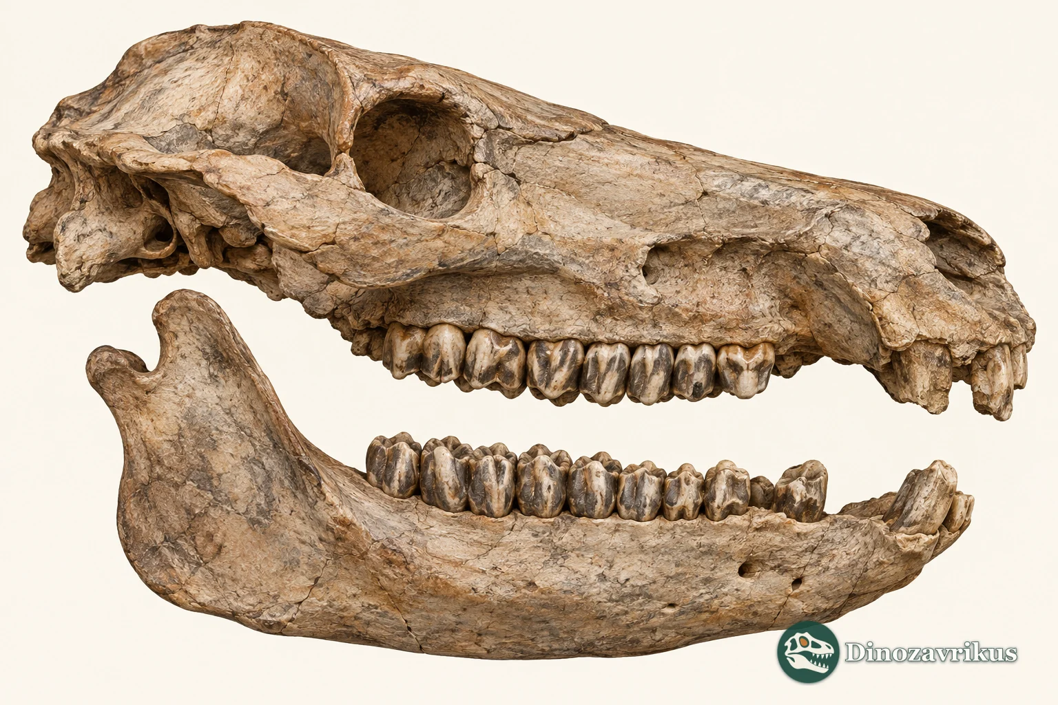 Conceptual fossil peccary skull used to illustrate comparative anatomy