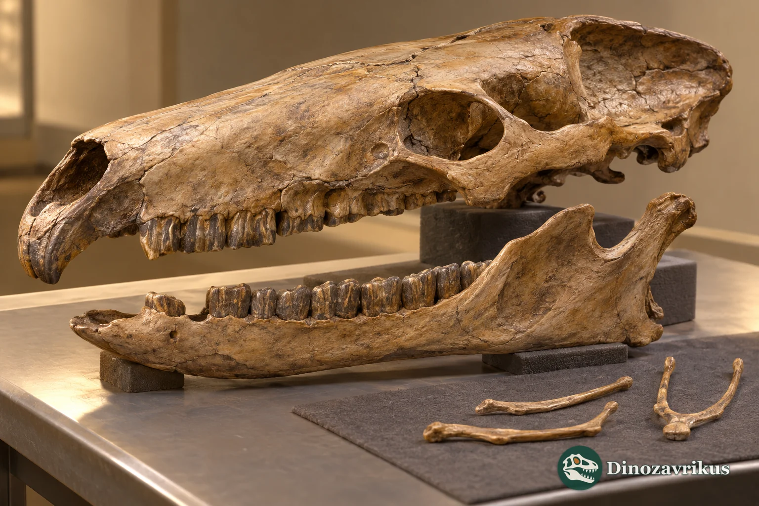 Illustrative Catonyx skull, jaw and hyoid bones