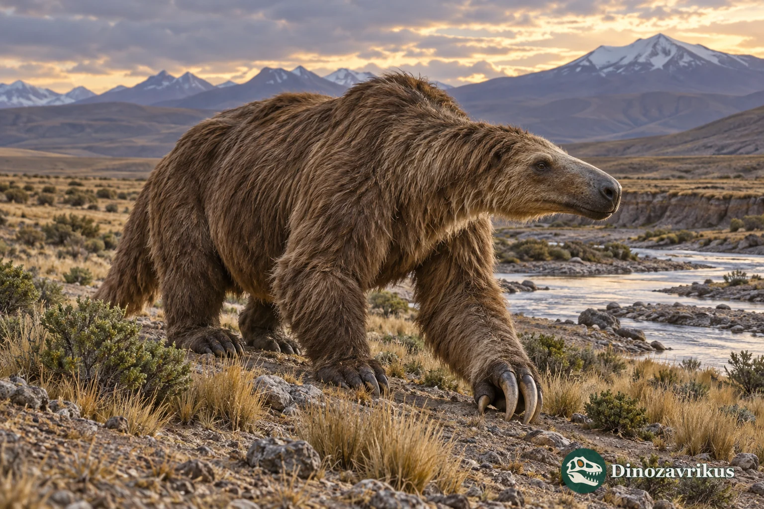 Artistic reconstruction of Catonyx in a Pleistocene Bolivian highland valley