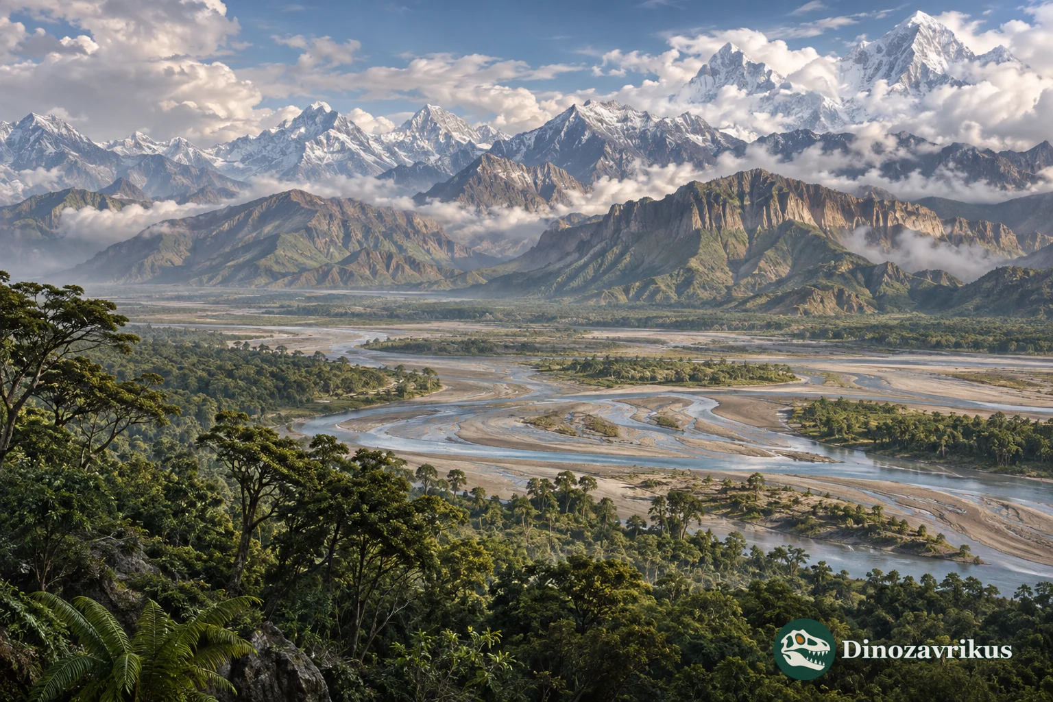 A reconstruction of India meeting Asia as the Himalaya and Tibetan region begin to rise