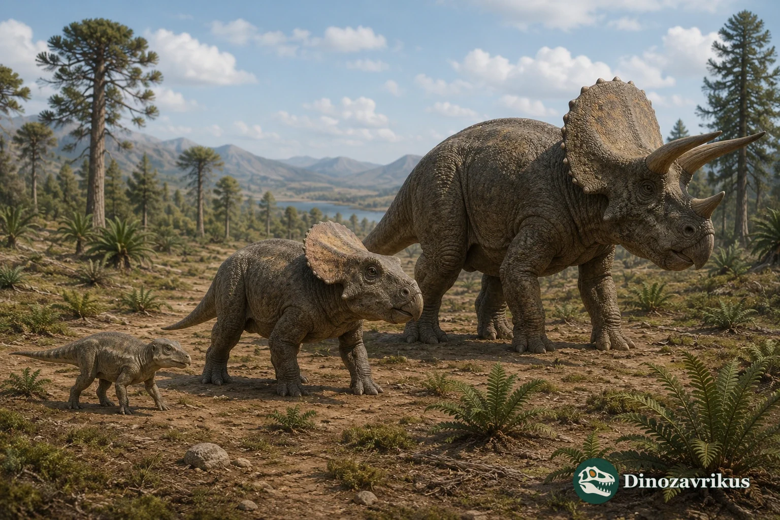 Ceratopsian dinosaurs representing early beaked forms and later horned species
