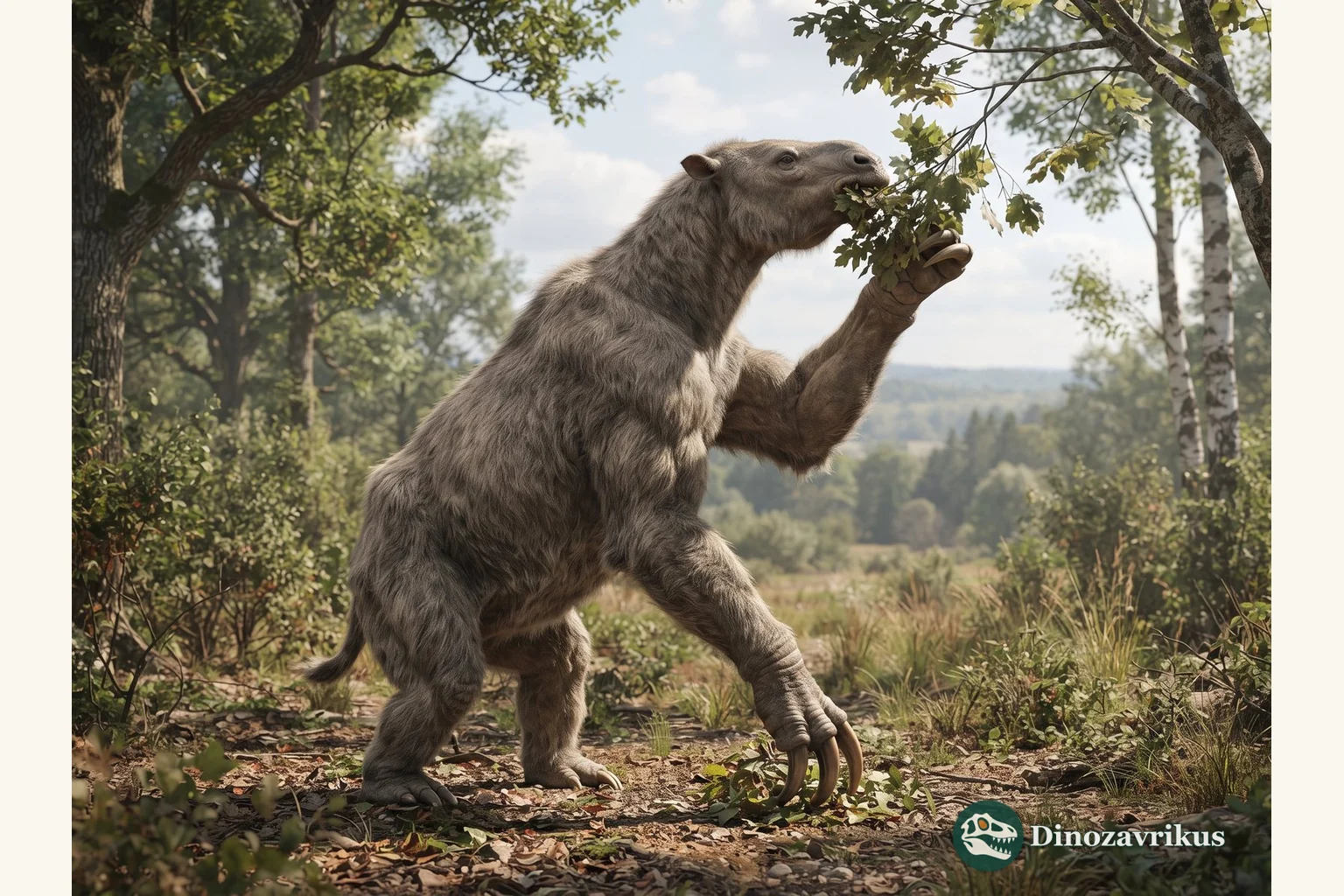 Chalicotherium reconstructed browsing in a Miocene woodland