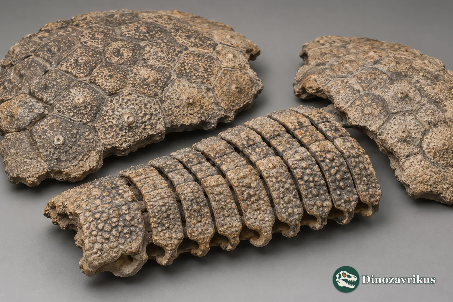 Illustrative arrangement of movable and fixed armadillo osteoderms