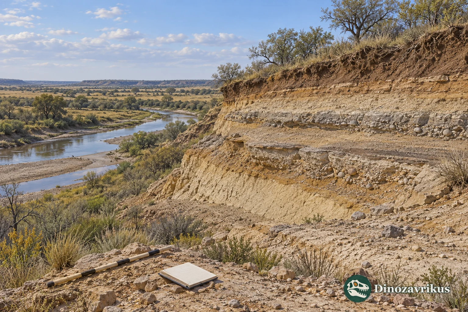 Conceptual late Miocene riverbank and sediment exposure in Argentina