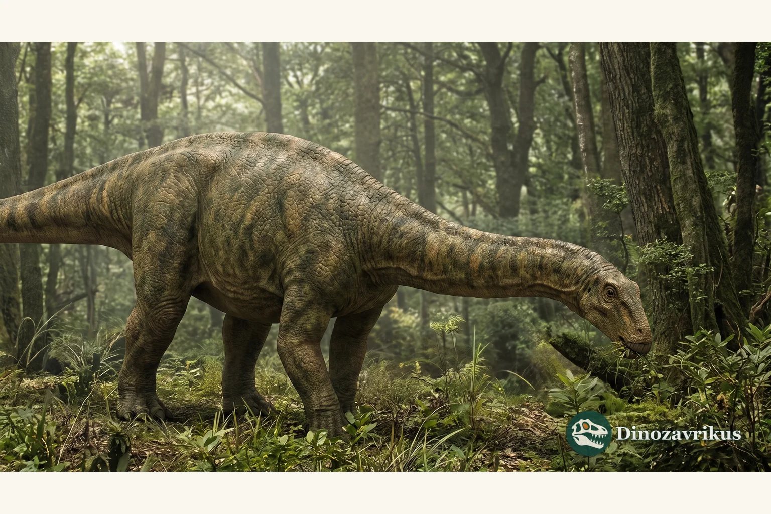 Illustrative reconstruction of Chinshakiangosaurus in Jurassic Yunnan
