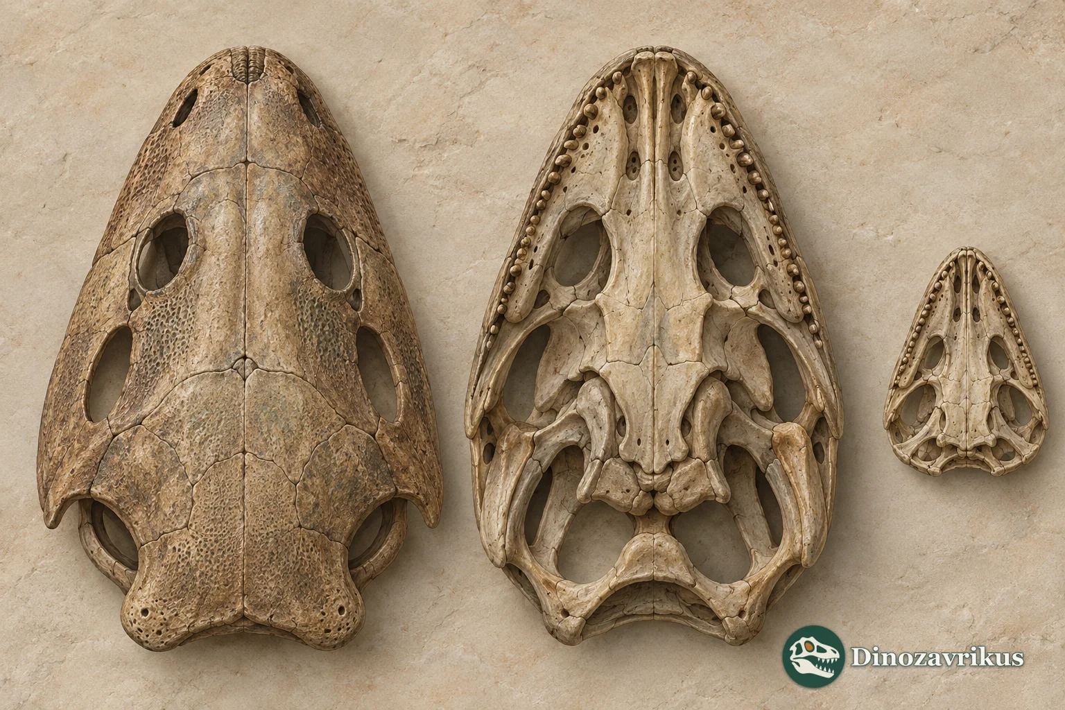 Interpretive comparison of Chomatobatrachus skull views and a smaller juvenile palate