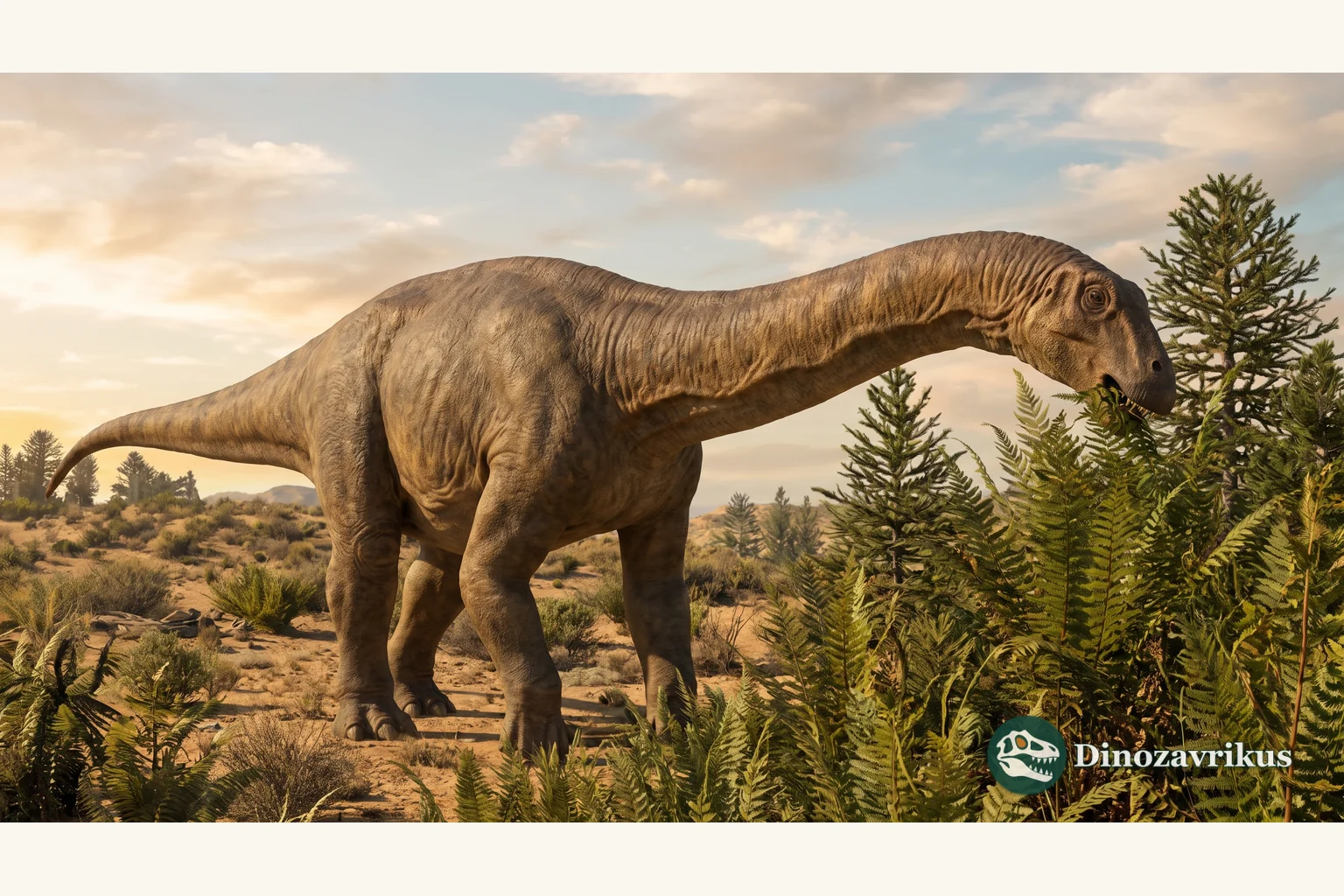 Illustrative reconstruction of Chubutisaurus in Cretaceous Patagonia