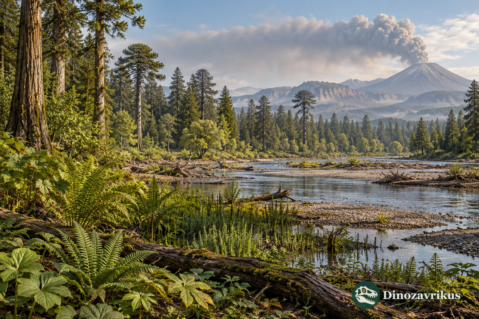 Imagined Late Cretaceous floodplain in western North America