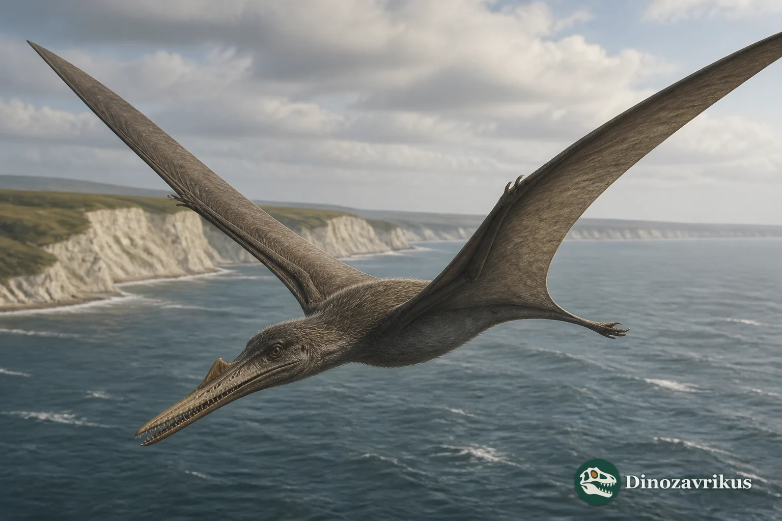 Cimoliopterus reconstructed above a Cretaceous English coast