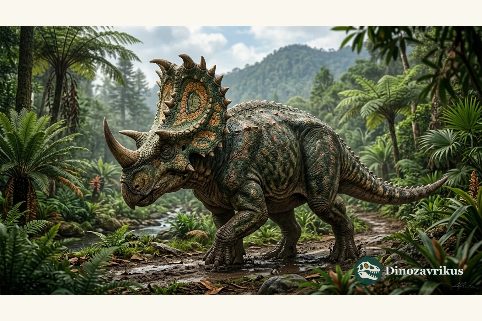 Coahuilaceratops reconstructed on an early Maastrichtian plain in Mexico