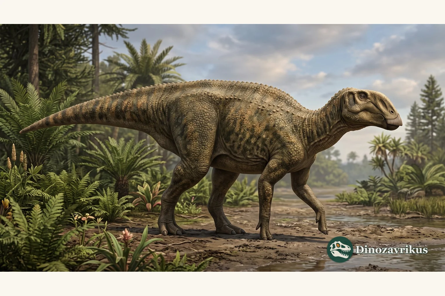 Illustrative reconstruction of Coahuilasaurus in a Late Cretaceous landscape of northern Mexico