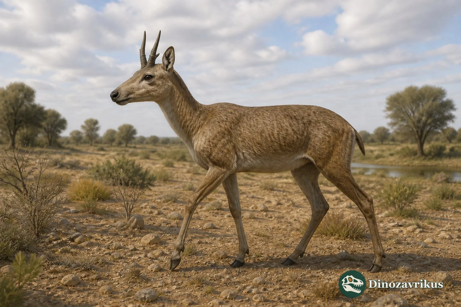 Reconstruction of Cosoryx, an extinct Miocene pronghorn relative with branched horns