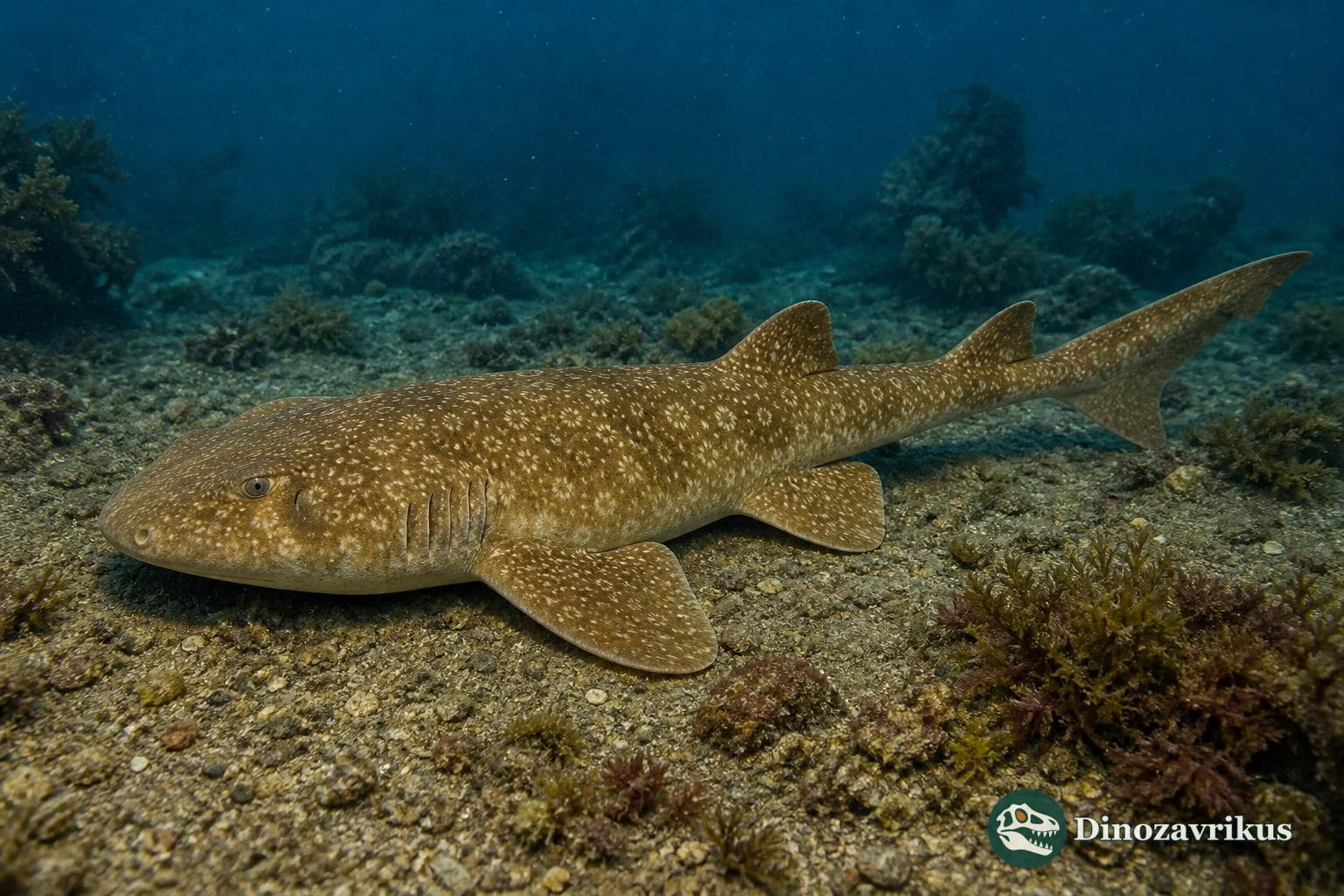 Cretorectolobus carpet shark over a Cretaceous seafloor