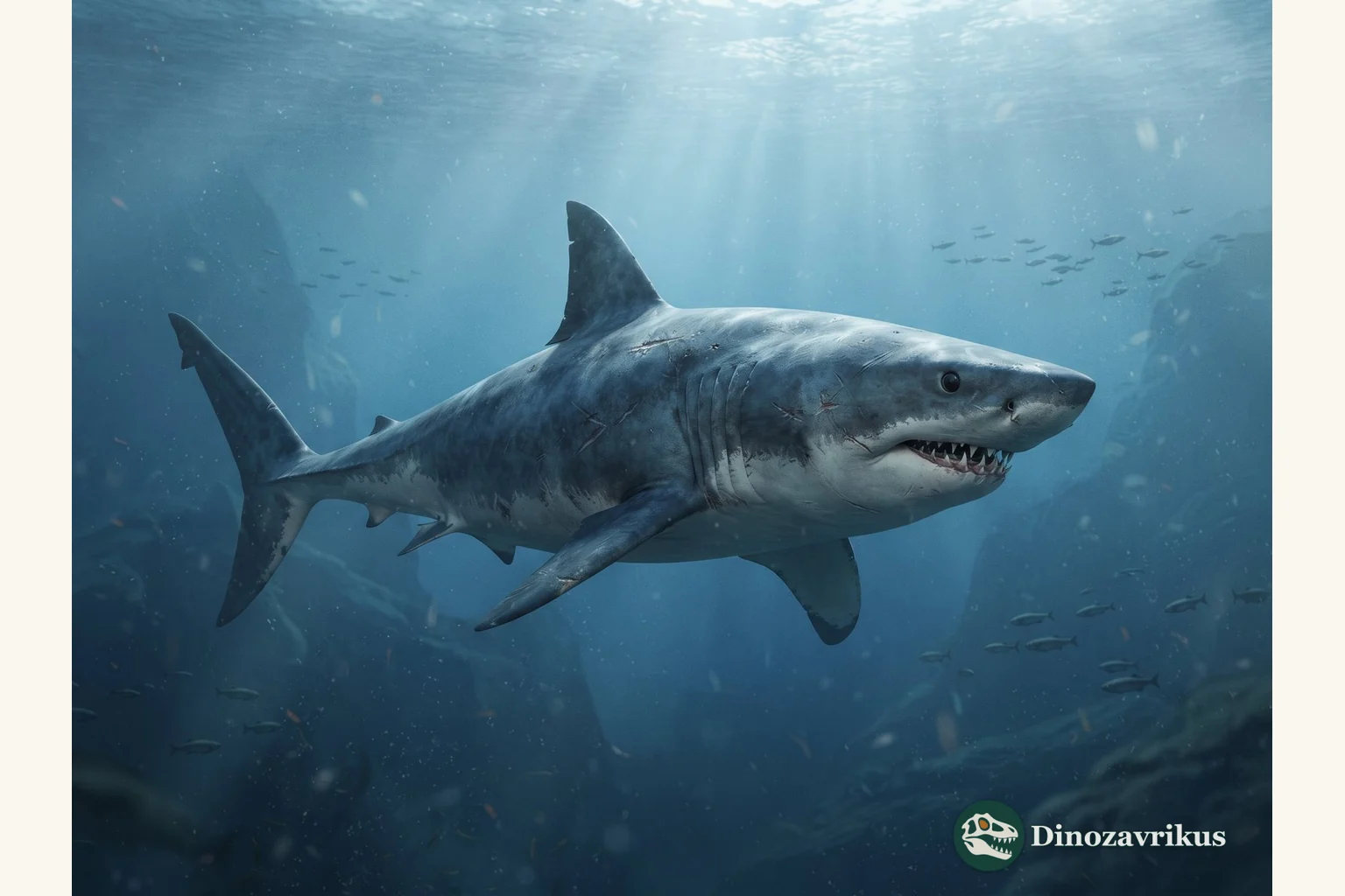 Cretoxyrhina reconstructed in a Late Cretaceous sea