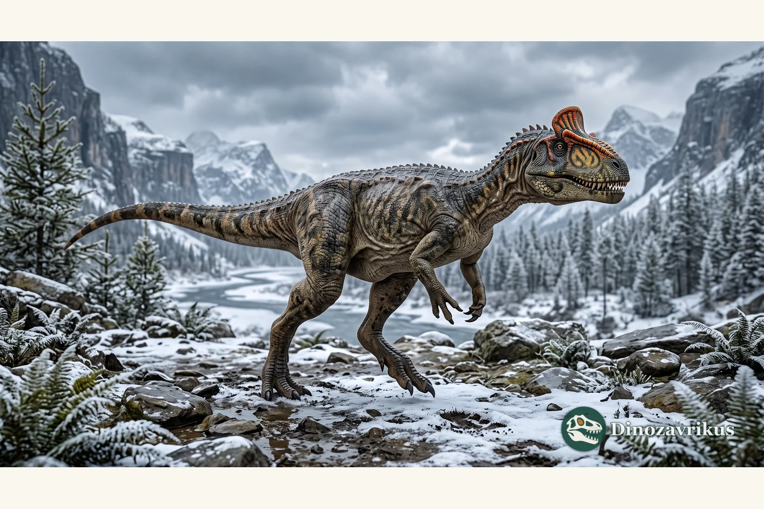 Cryolophosaurus ellioti reconstructed in a mountainous Antarctic setting