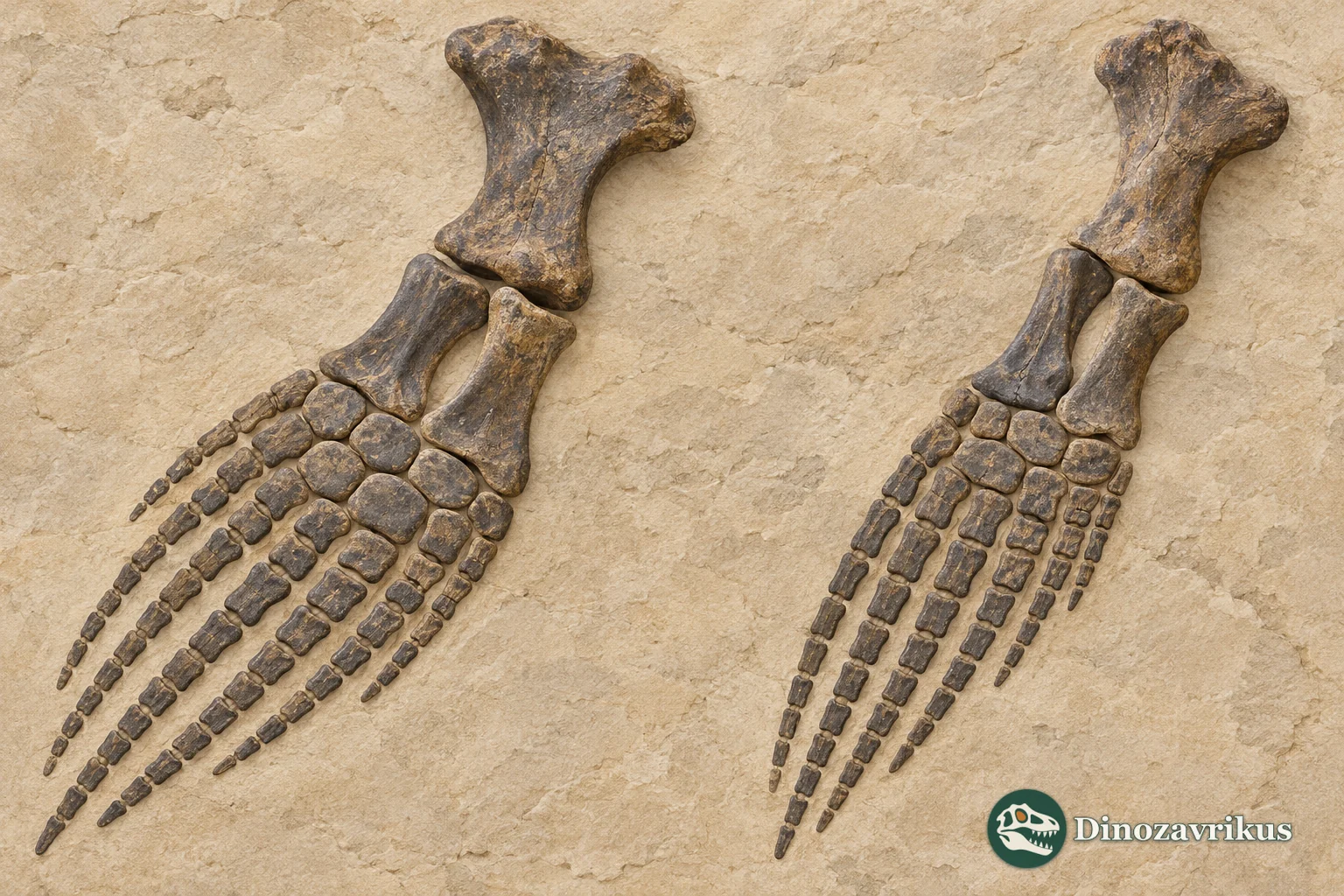 Illustrated comparison of two ichthyosaur flipper bone arrangements