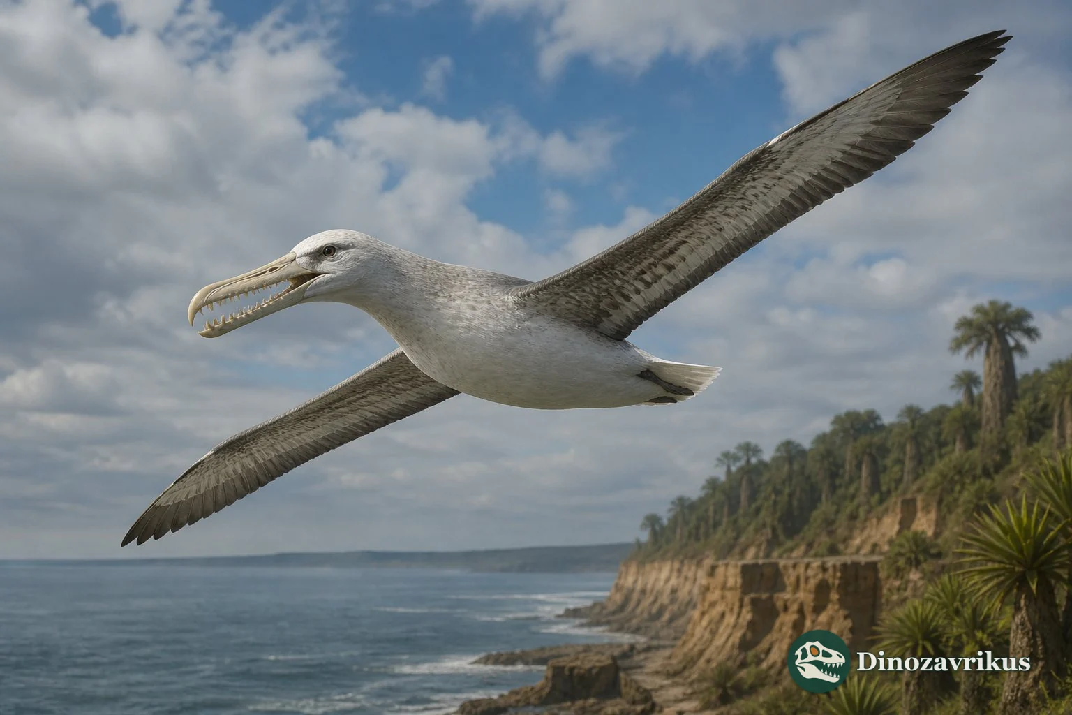 Dasornis reconstructed soaring above an early Eocene sea near the Isle of Sheppey