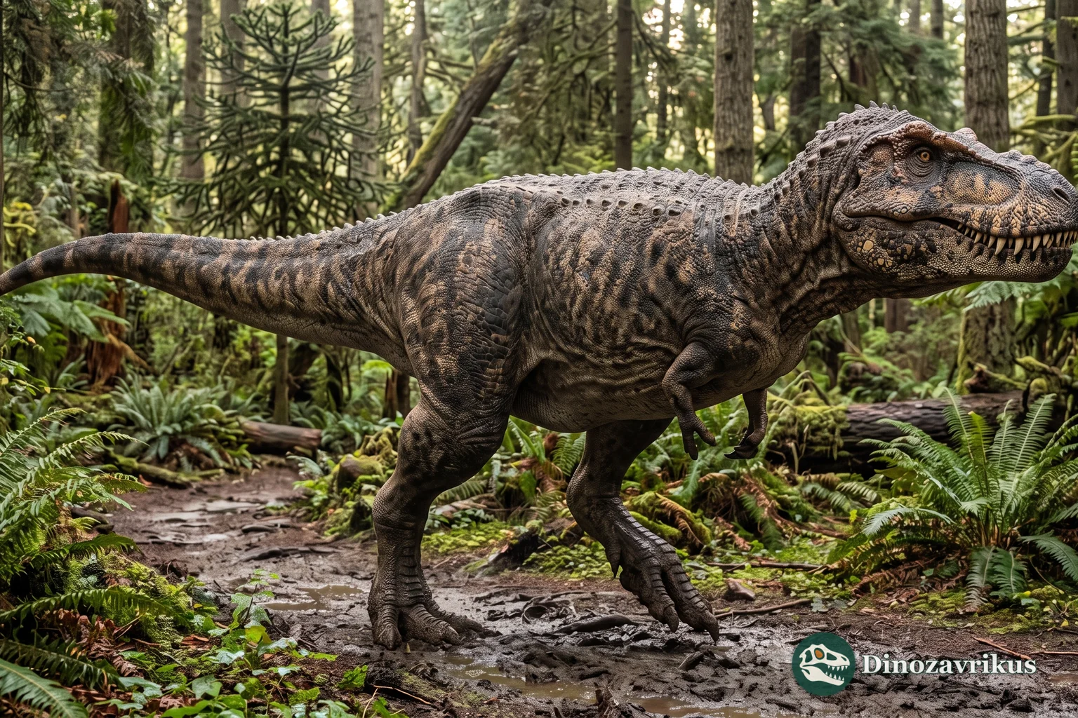 Reconstruction of Daspletosaurus in a wooded Campanian environment