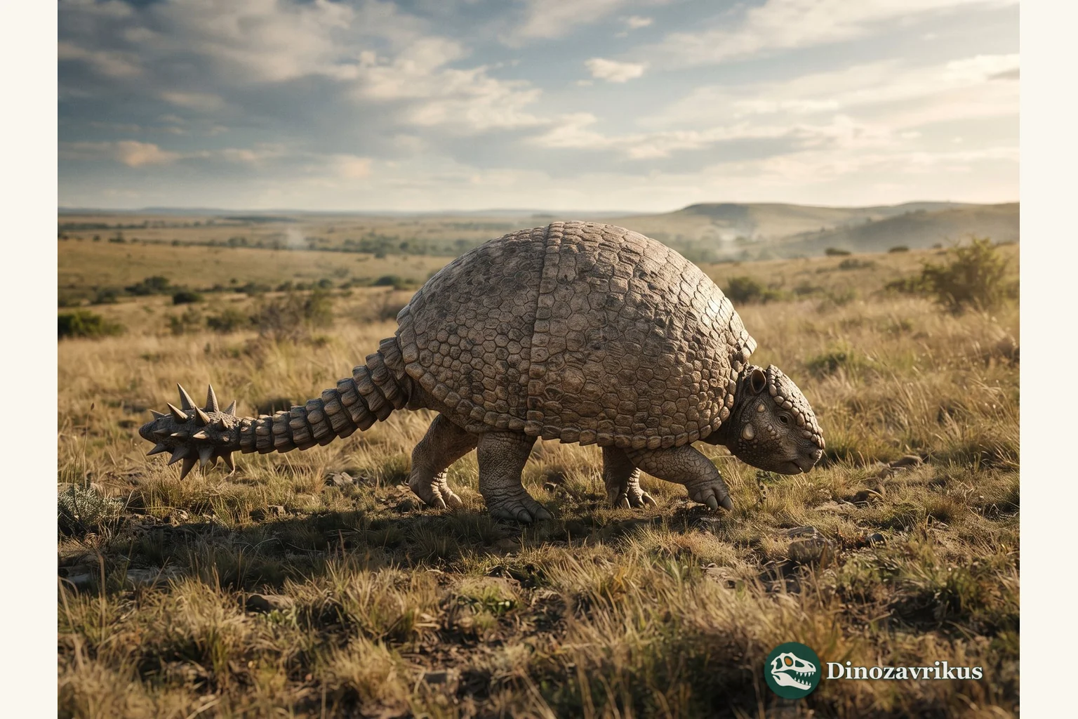Doedicurus clavicaudatus crossing an open South American plain