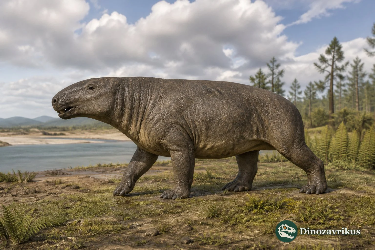 Reconstruction of Desmostylus near a Miocene Pacific shoreline