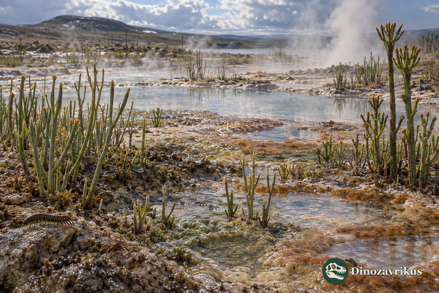 Early Devonian geothermal wetland at Rhynie with low vascular plants and small arthropods