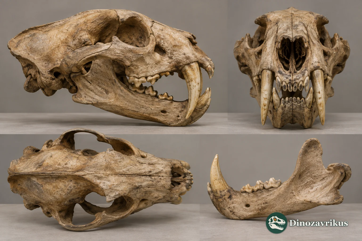 Illustrative comparison of sabre-toothed cat skulls