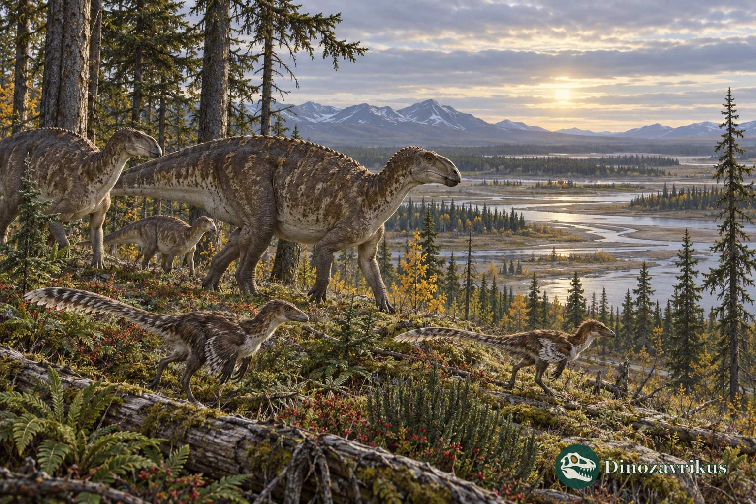 Late Cretaceous herbivorous and feathered dinosaurs in a cool, seasonal high-latitude woodland