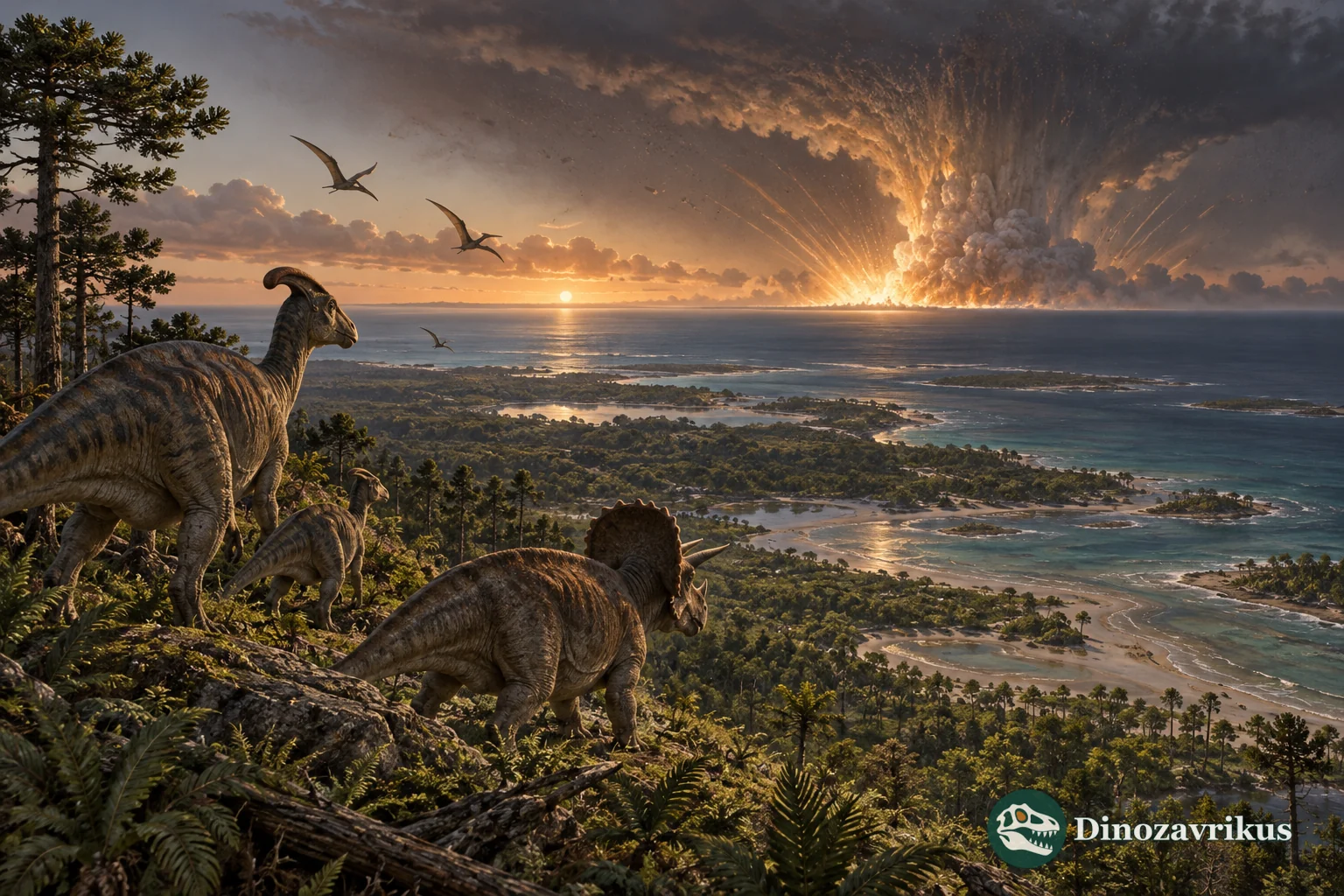 Non-avian dinosaurs beneath the distant Chicxulub impact plume at the end of the Cretaceous