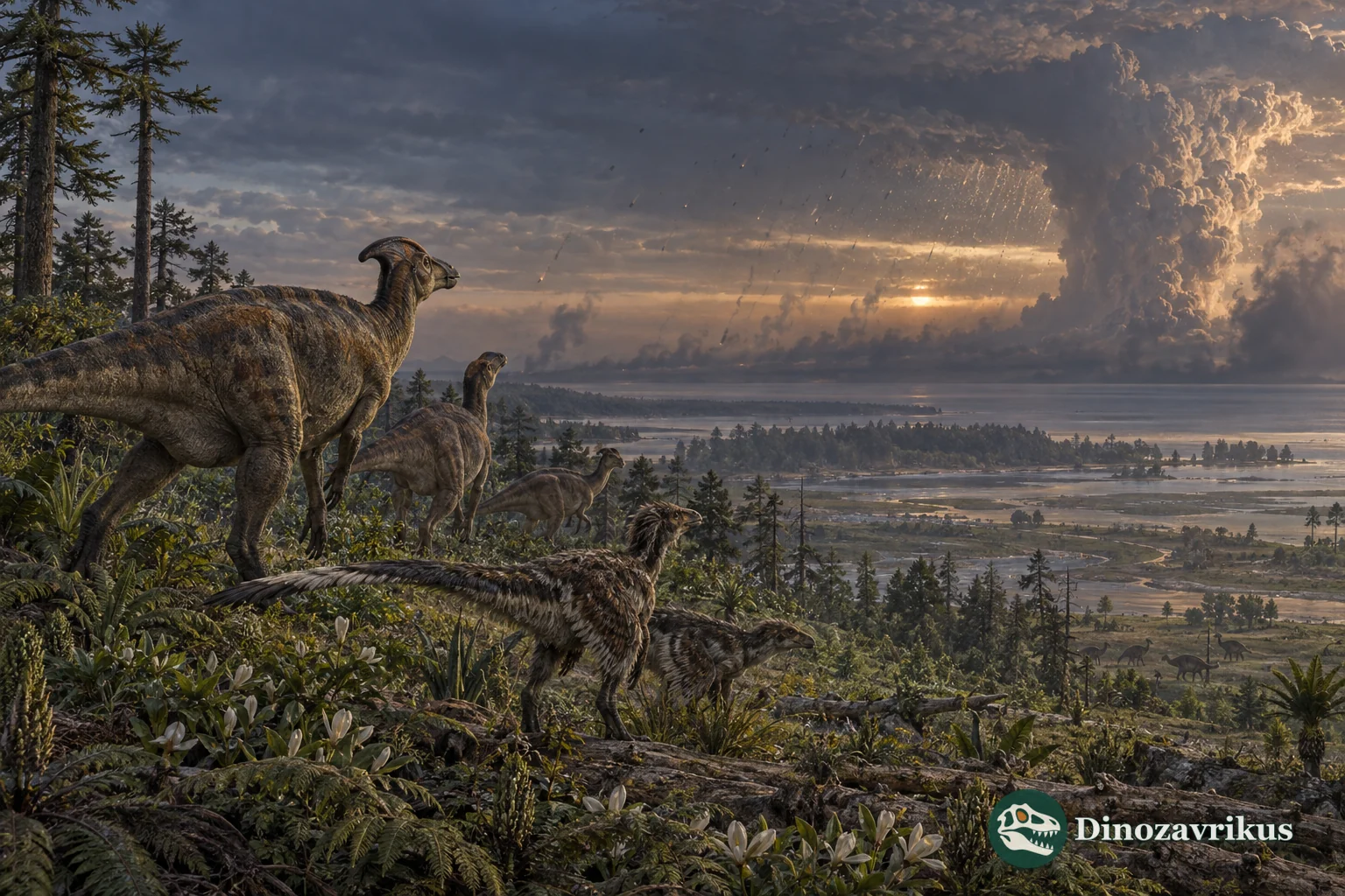 Late Cretaceous dinosaurs beneath the distant atmospheric plume of the Chicxulub impact