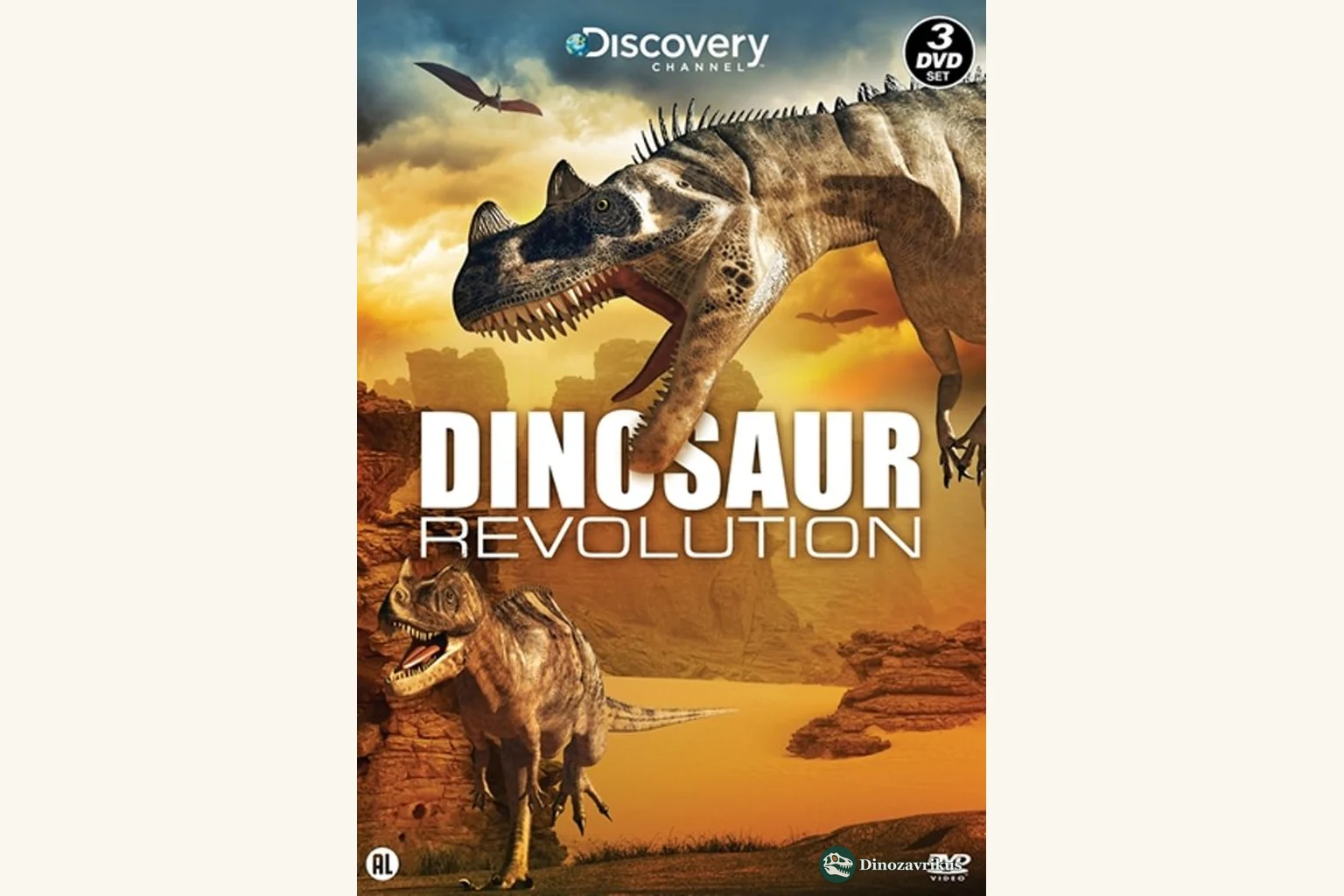English-language cover artwork for the Dinosaur Revolution documentary series