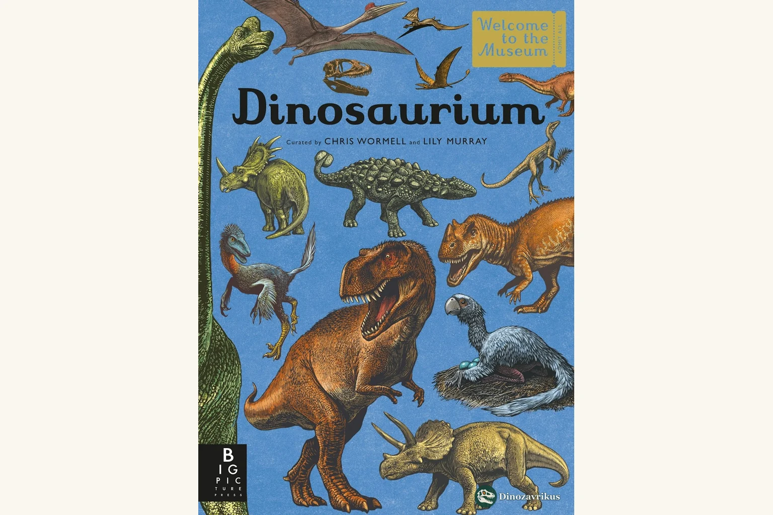 Book cover artwork for Lily Murray and Chris Wormell’s Dinosaurium