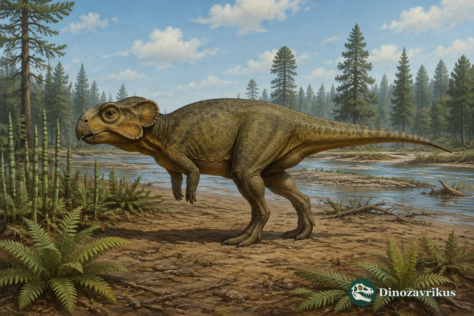 Reconstruction of a Siberian Psittacosaurus in an Early Cretaceous environment