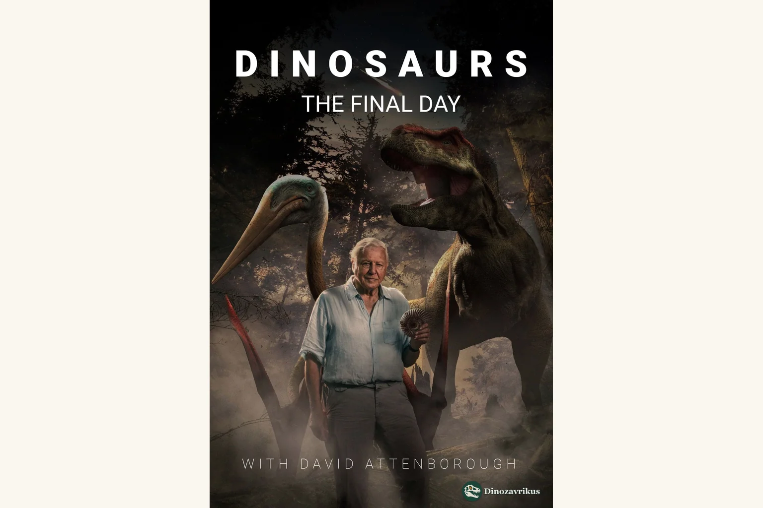 English-language key art for Dinosaurs: The Final Day with David Attenborough