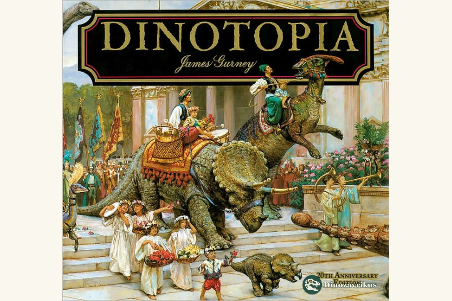 English-language cover artwork for James Gurney’s Dinotopia: A Land Apart from Time