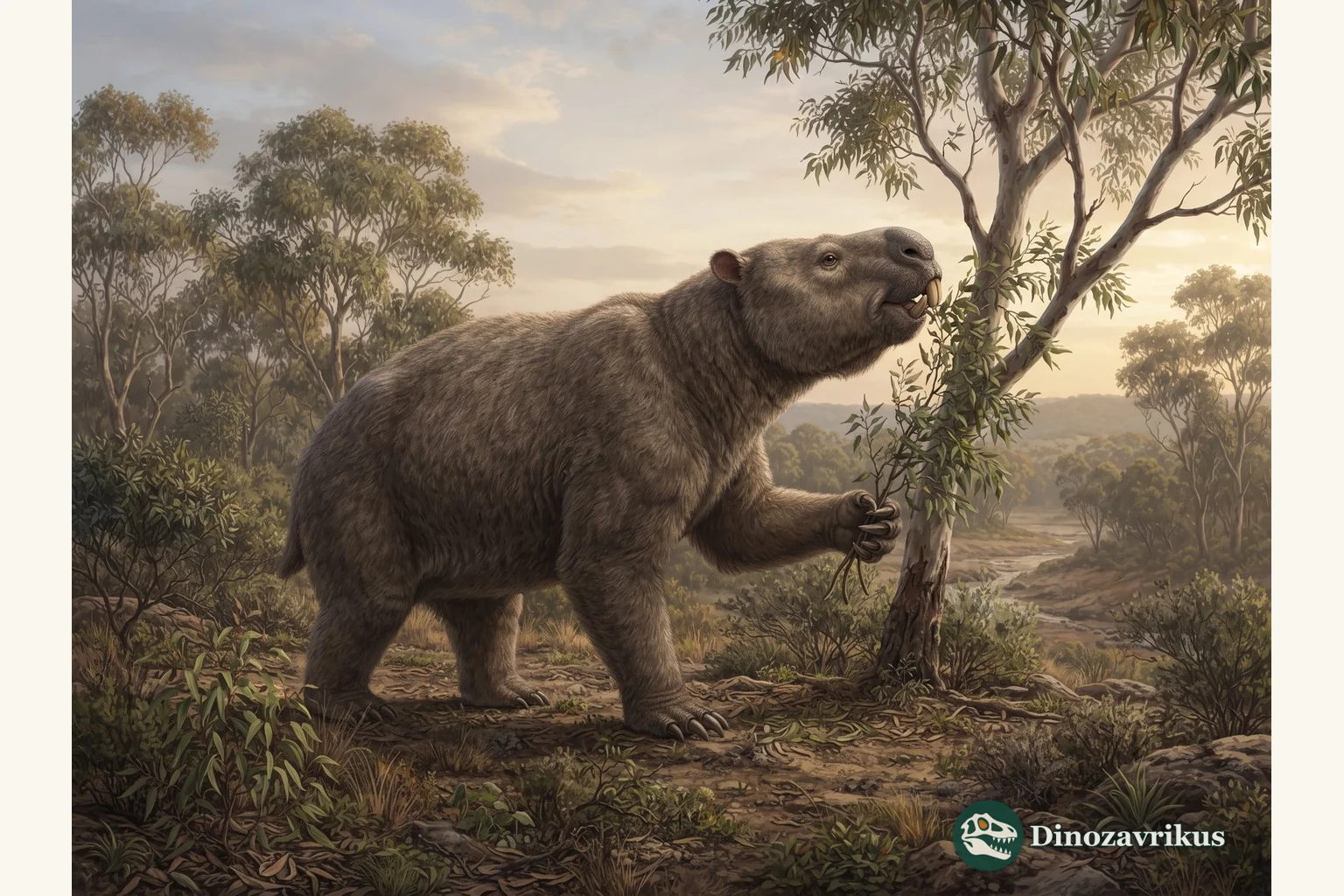 Diprotodon reconstructed among open woodland and scrub