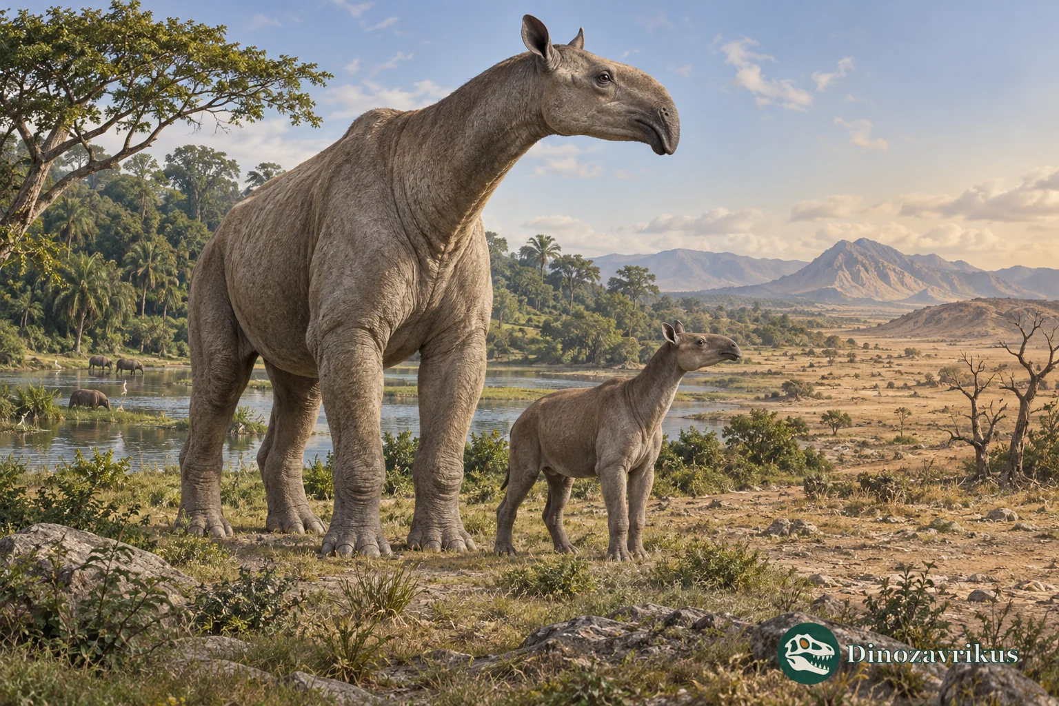 A giant prehistoric mammal and a smaller relative in a changing landscape