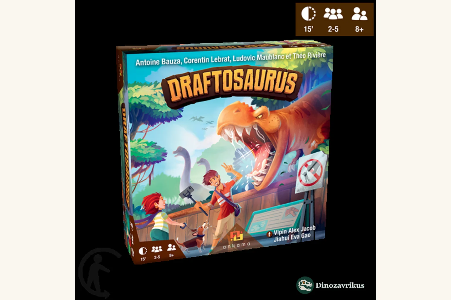 Cover artwork for the Draftosaurus family board game