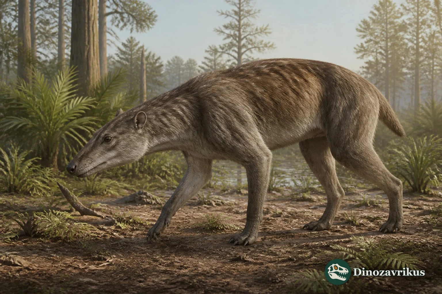 Reconstruction of Ectocion walking through an early Eocene woodland