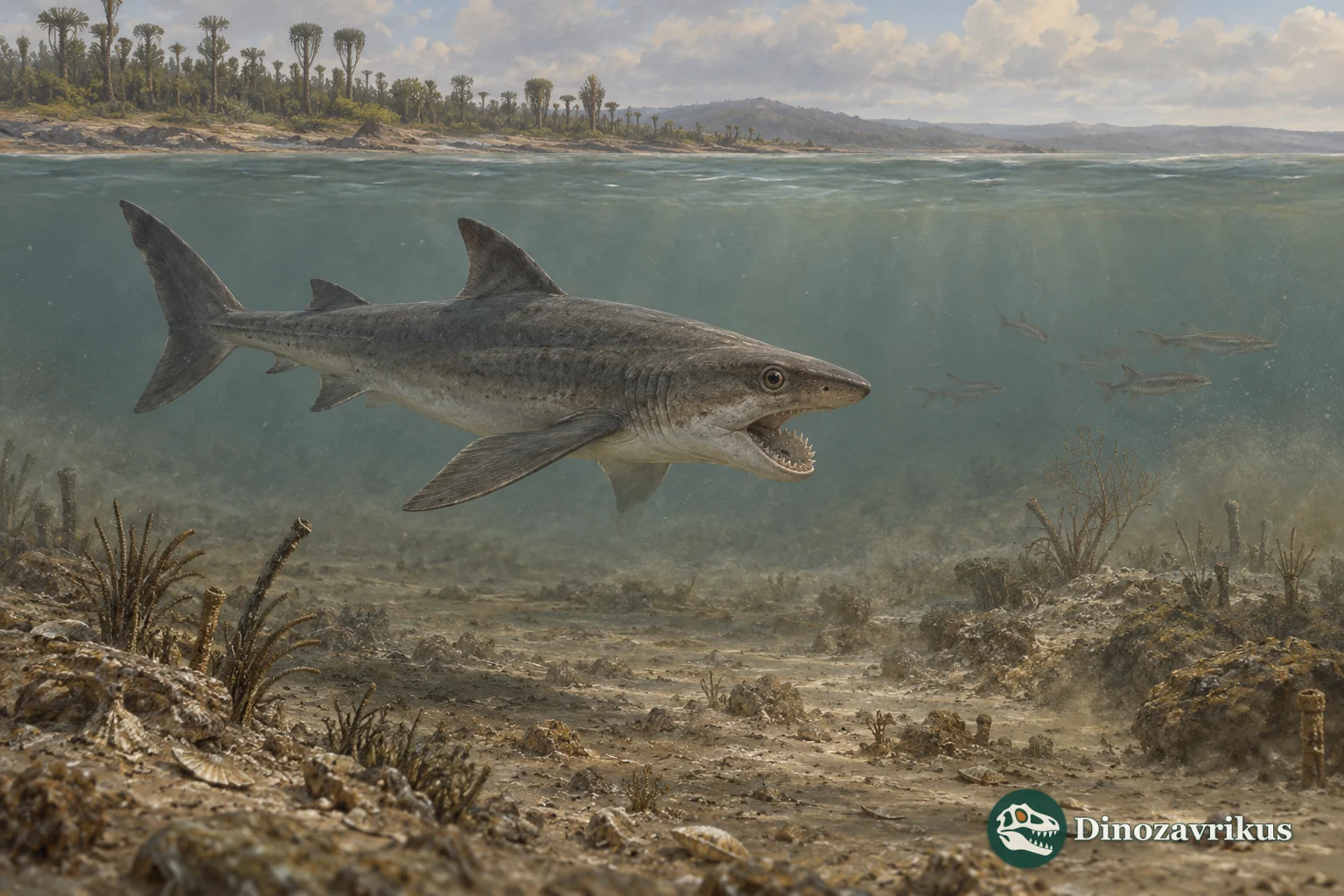 Artistic reconstruction of Edestus in a shallow Pennsylvanian coastal sea
