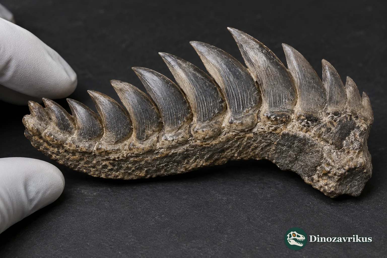 Conceptual museum study of a curved Edestus tooth whorl