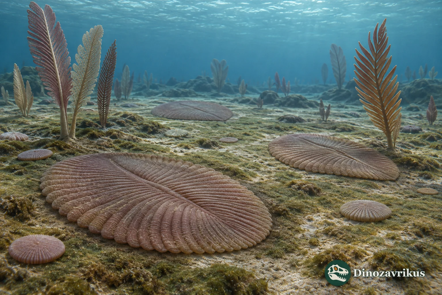 Ediacaran seafloor community of frond-shaped and quilted soft-bodied organisms