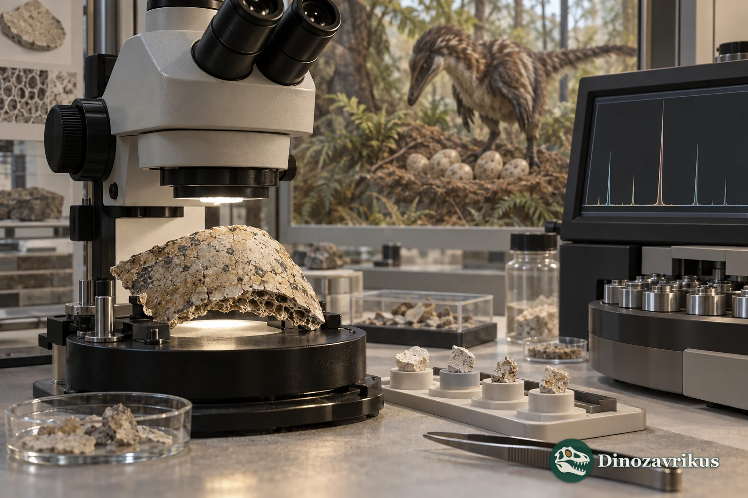 Laboratory analysis of the chemical composition of fossil dinosaur eggshell